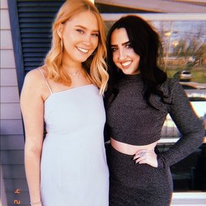 Long metallic two piece dress!